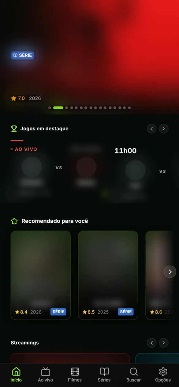 Pan Player no celular: tela inicial
